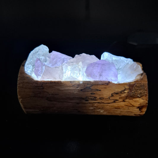 Rose quartz Amethyst and Clear quartz mini lamp