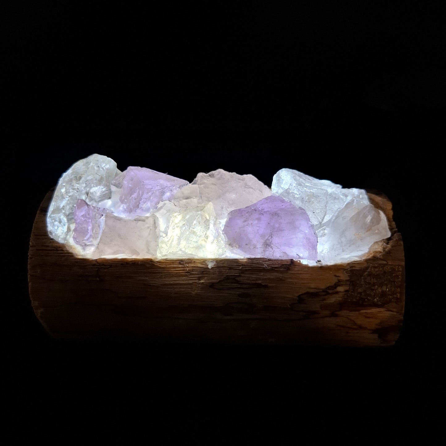 Rose quartz Amethyst and Clear quartz mini lamp