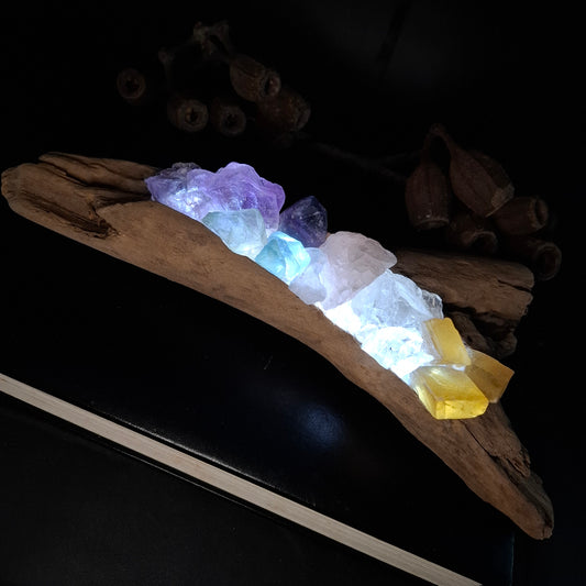 Rainbow driftwood lamp