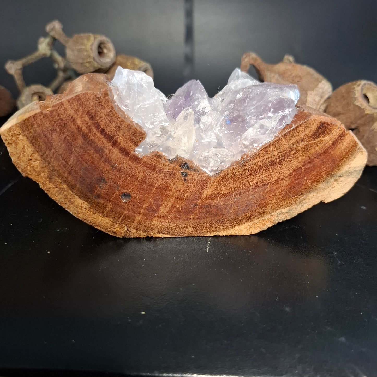 Amethyst, Rose quartz and Clear quartz lamp