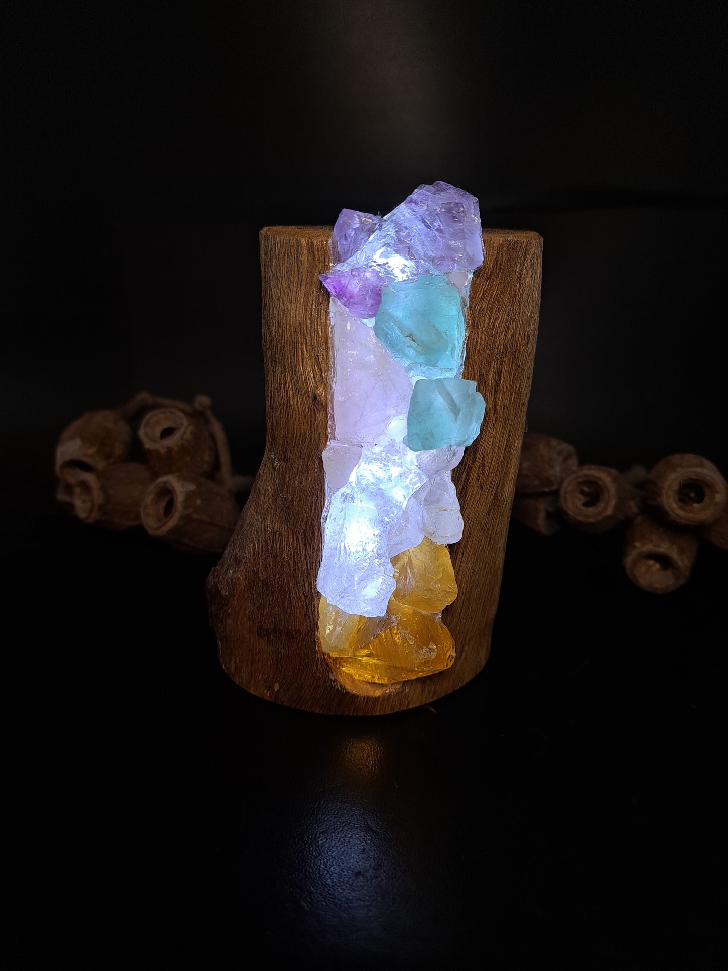 Upright rainbow crystal lamp small