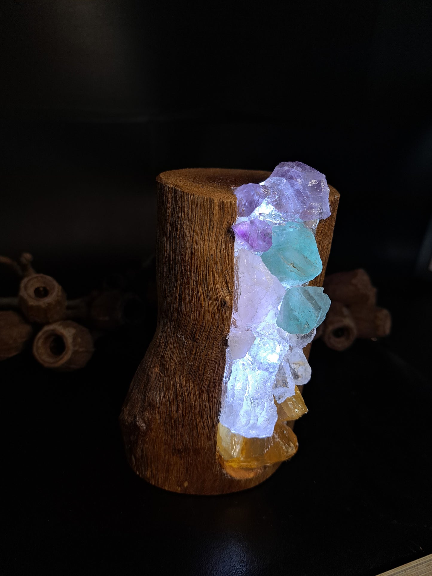 Upright rainbow crystal lamp small