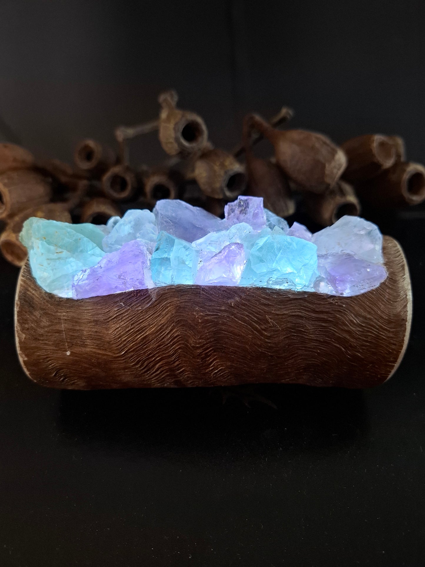 Amethyst & Fluorite crystal log