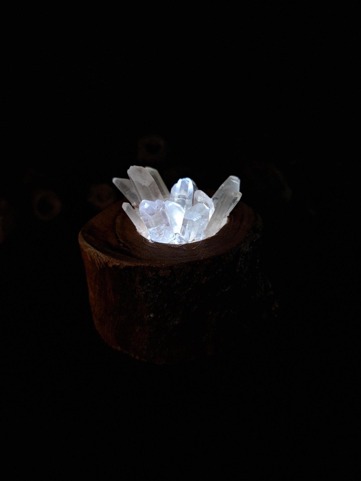 Clear quartz natural point stump lamp