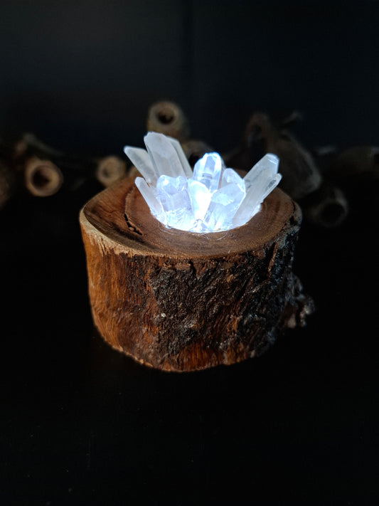 Clear quartz natural point stump lamp