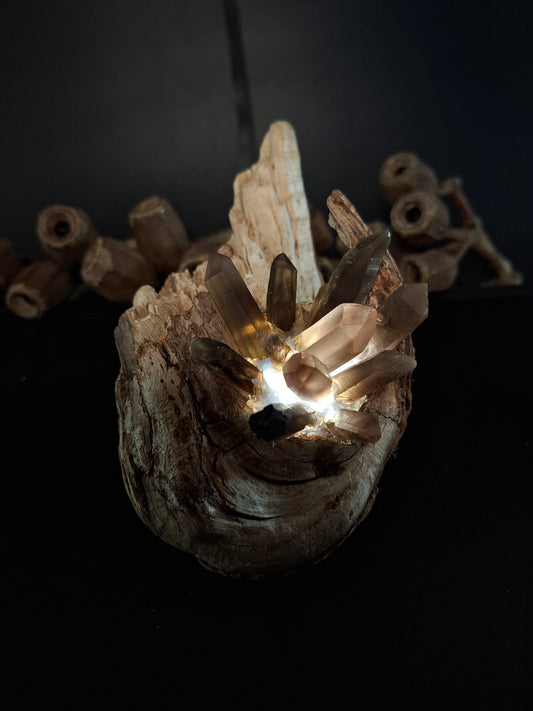 Smokey quartz natural point lamp