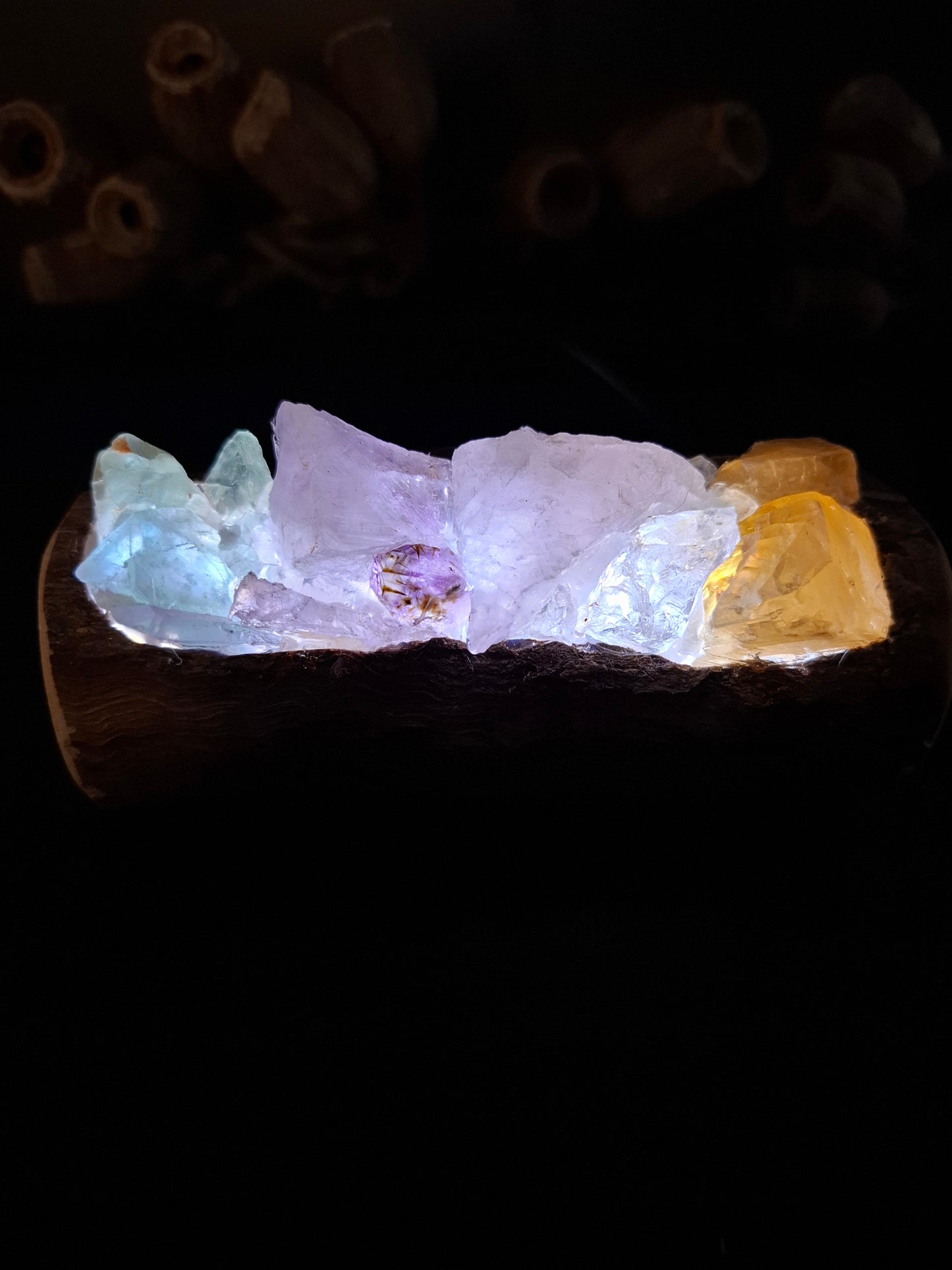 Mini rainbow crystal and eucalyptus lamp