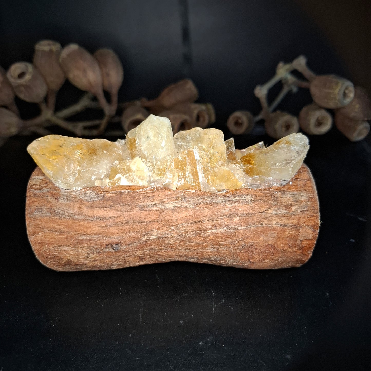 Citrine and honey calcite lamp