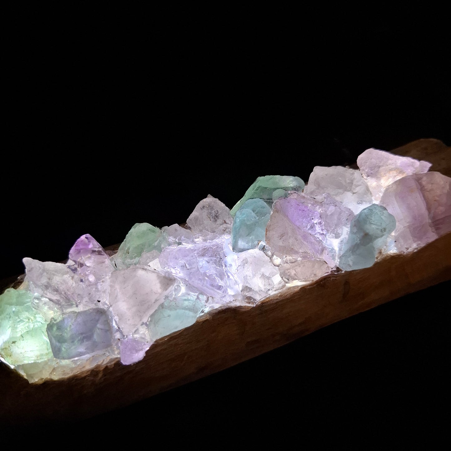 Amethyst Rose quartz and Fluorite lamp