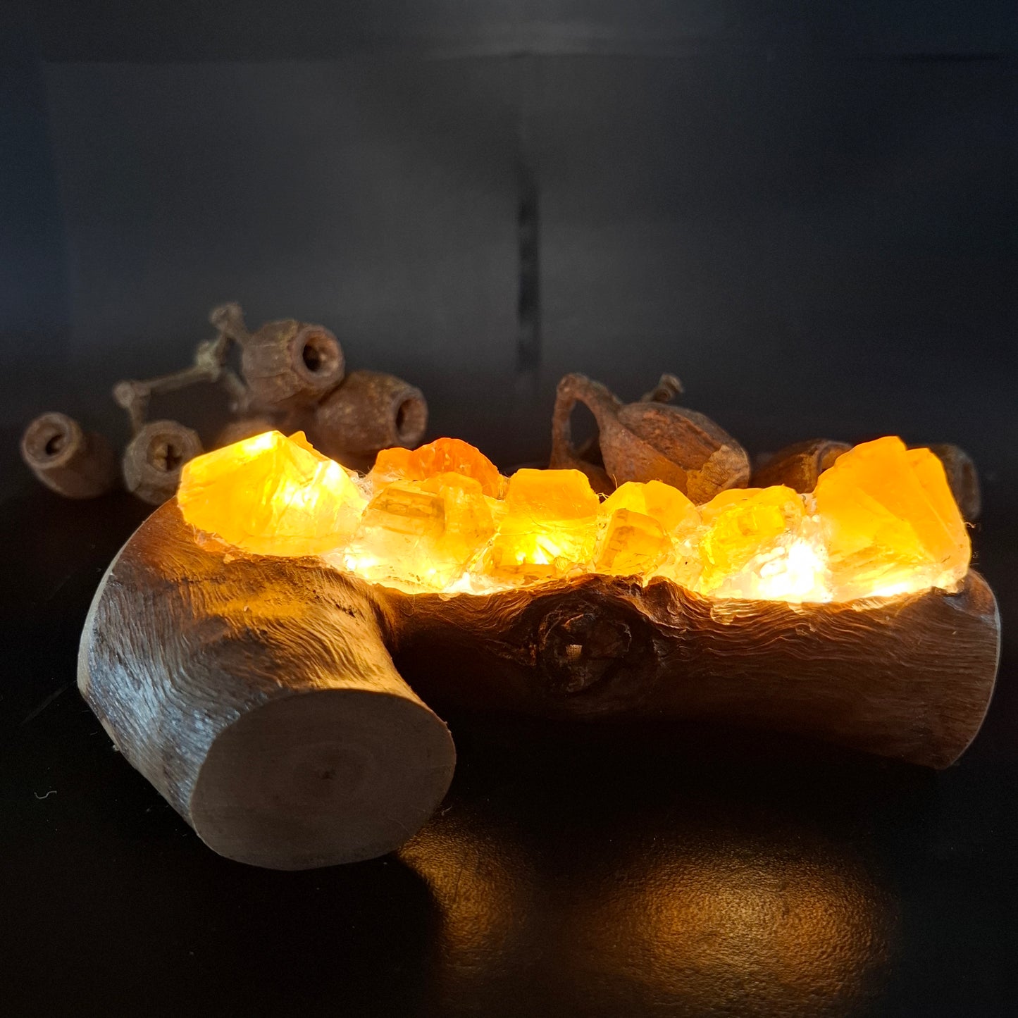 Honey Calcite Eucalyptus lamp
