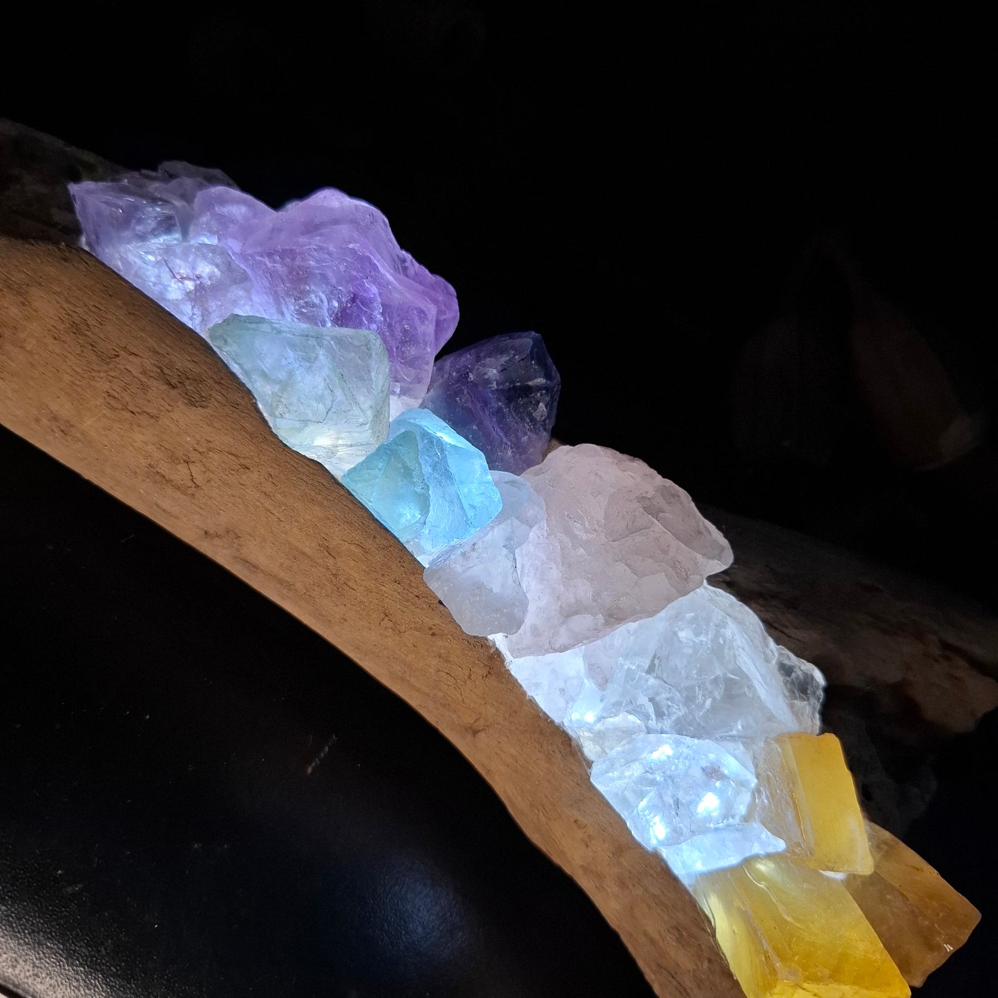 Rainbow driftwood lamp