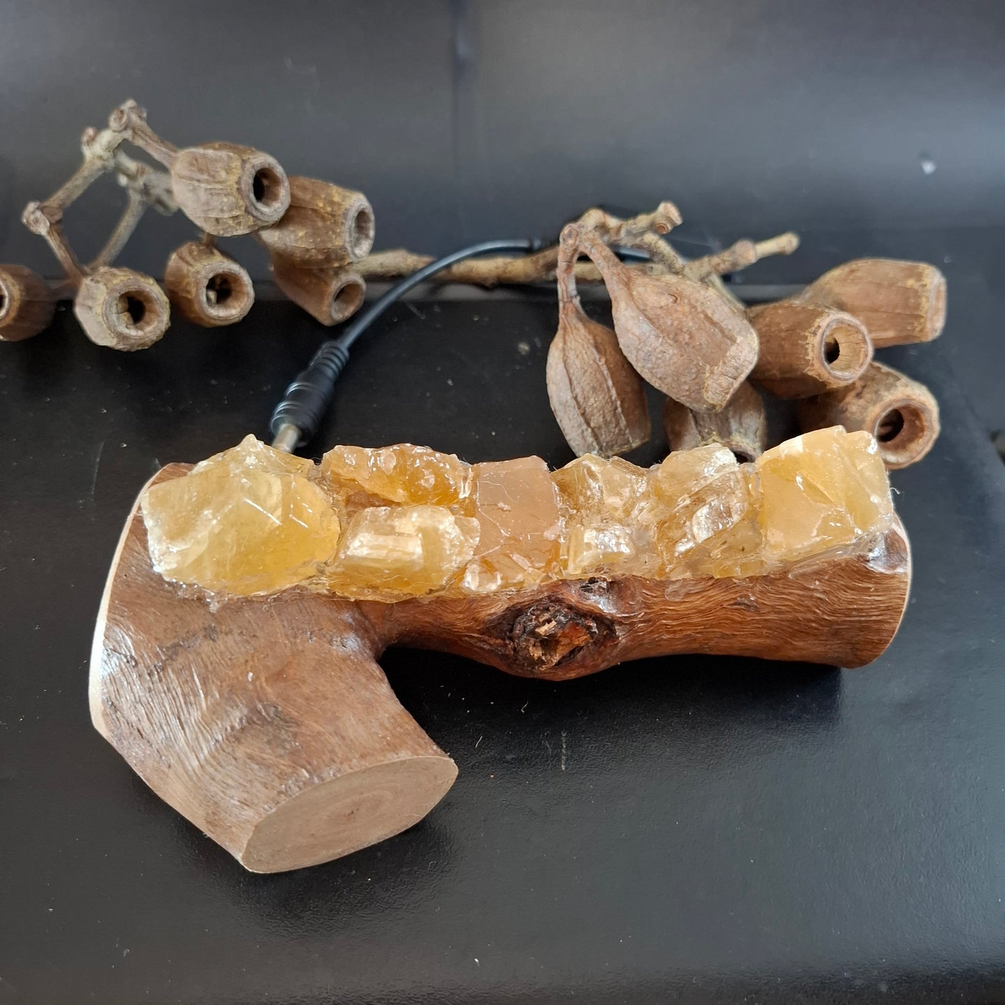 Honey Calcite Eucalyptus lamp