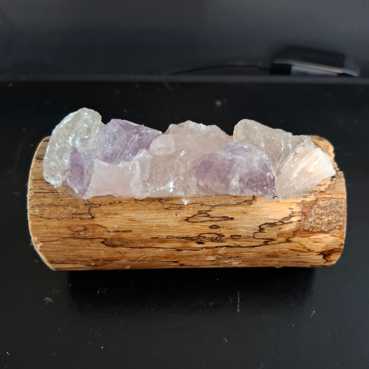 Rose quartz Amethyst and Clear quartz mini lamp