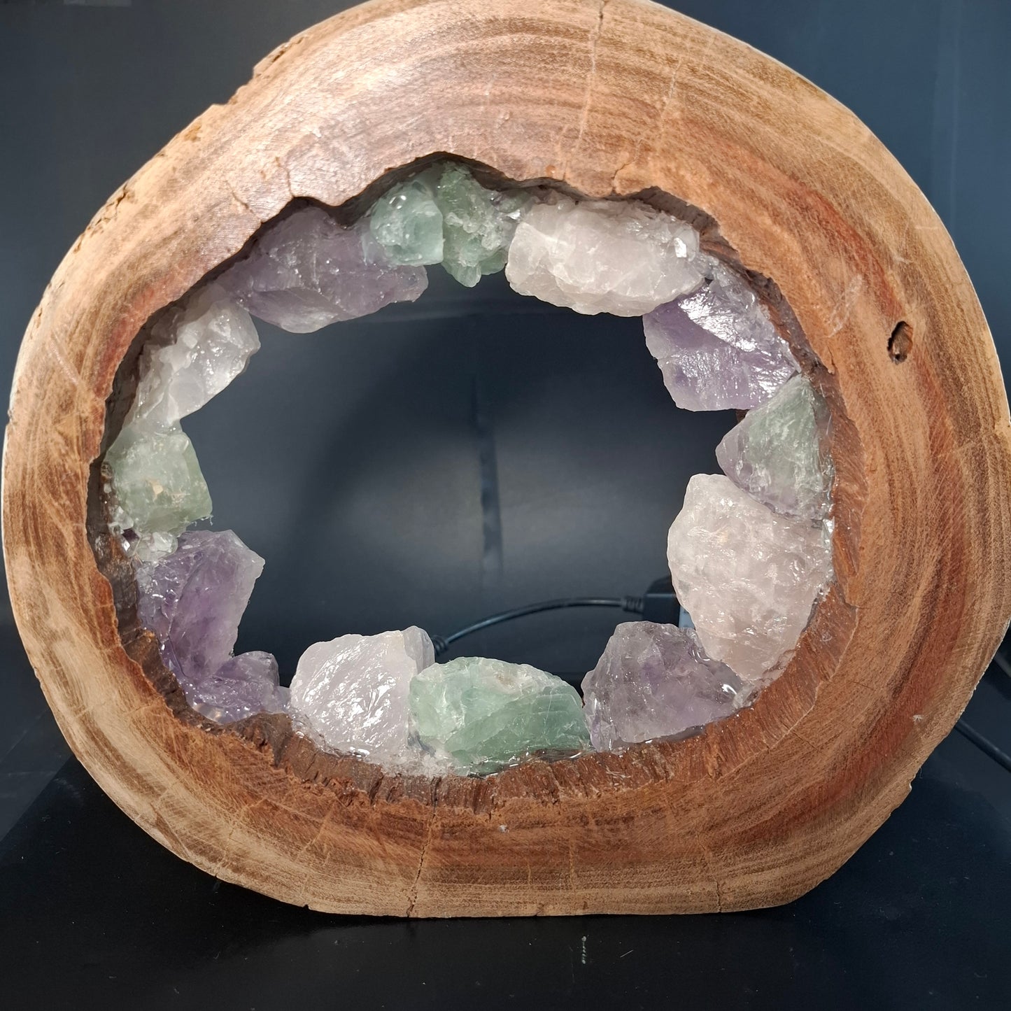 Amethyst, Fluorite & Rose quartz portal lamp